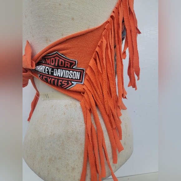 Harley Davidson Sturgis Rally Fringe Halter Top Upcycled - Picture 5 of 7